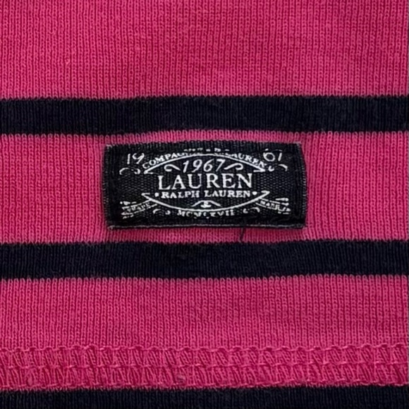 LAUREN Ralph Lauren Button Down Henley Blouse Pink Navy Blue Small - Picture 5 of 9